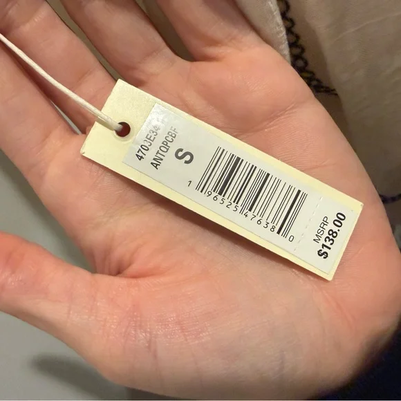 Max Studio Cream Blouse with Navy Embroidery - Picture 4 of 4